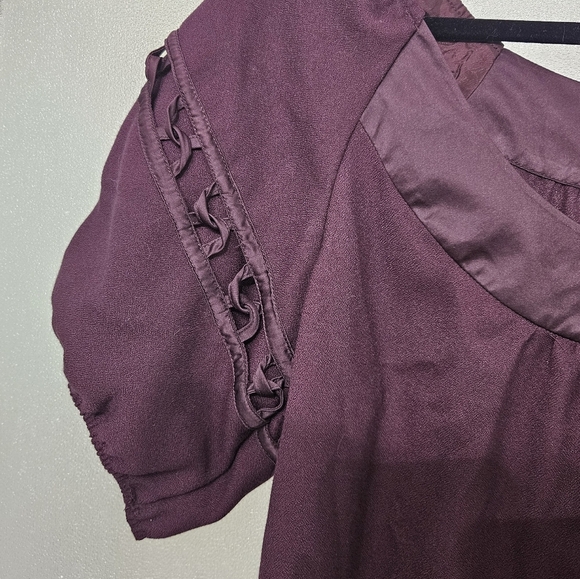 Maeve Anthropologie Plum Purple Shift Dress Bubble Sleeves w/Pockets size 8 NWT - Picture 5 of 7